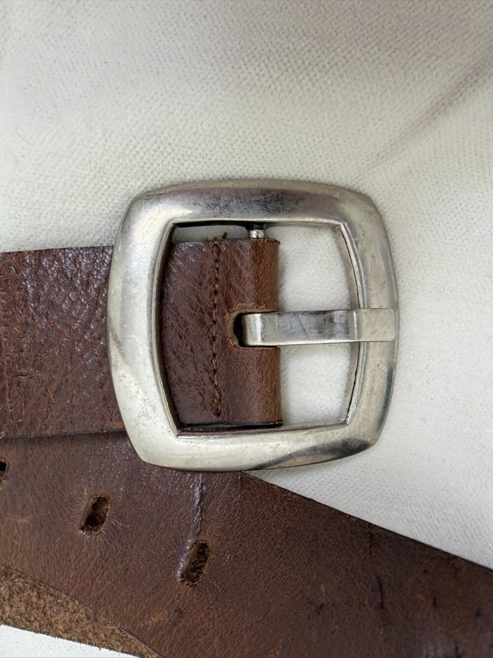 Premium Heavy Grain Brown Leather Casual Jeans Belt Solid Metal Buckle Size 36